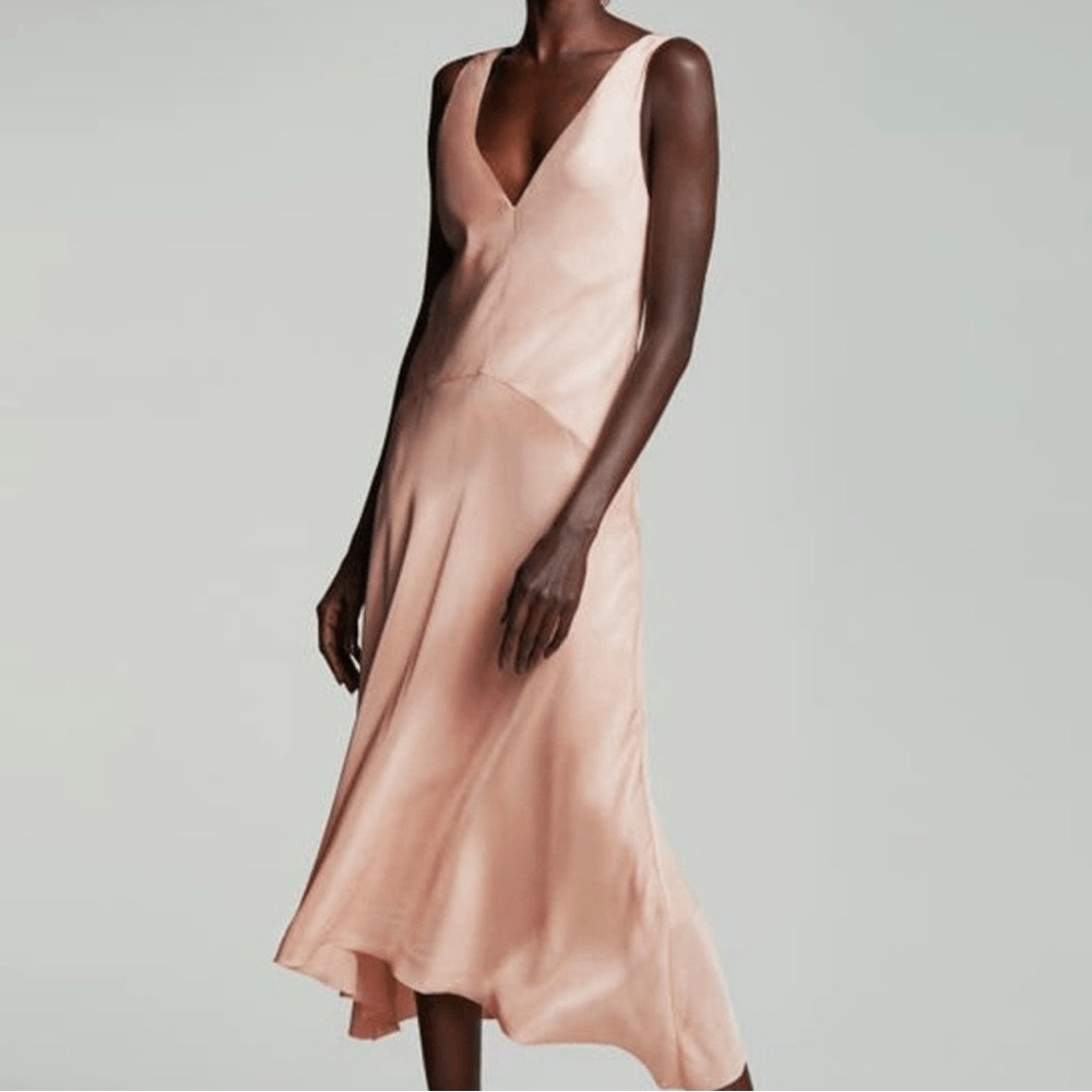 Frame Denim Pink Asymmetrical V-Neck Sundress